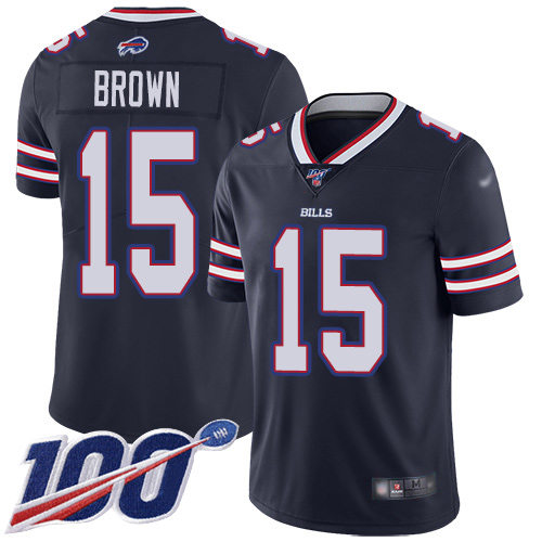 Men Buffalo Bills #15 John Brown Limited Navy Blue Inverted Legend 100th Season NFL Jersey